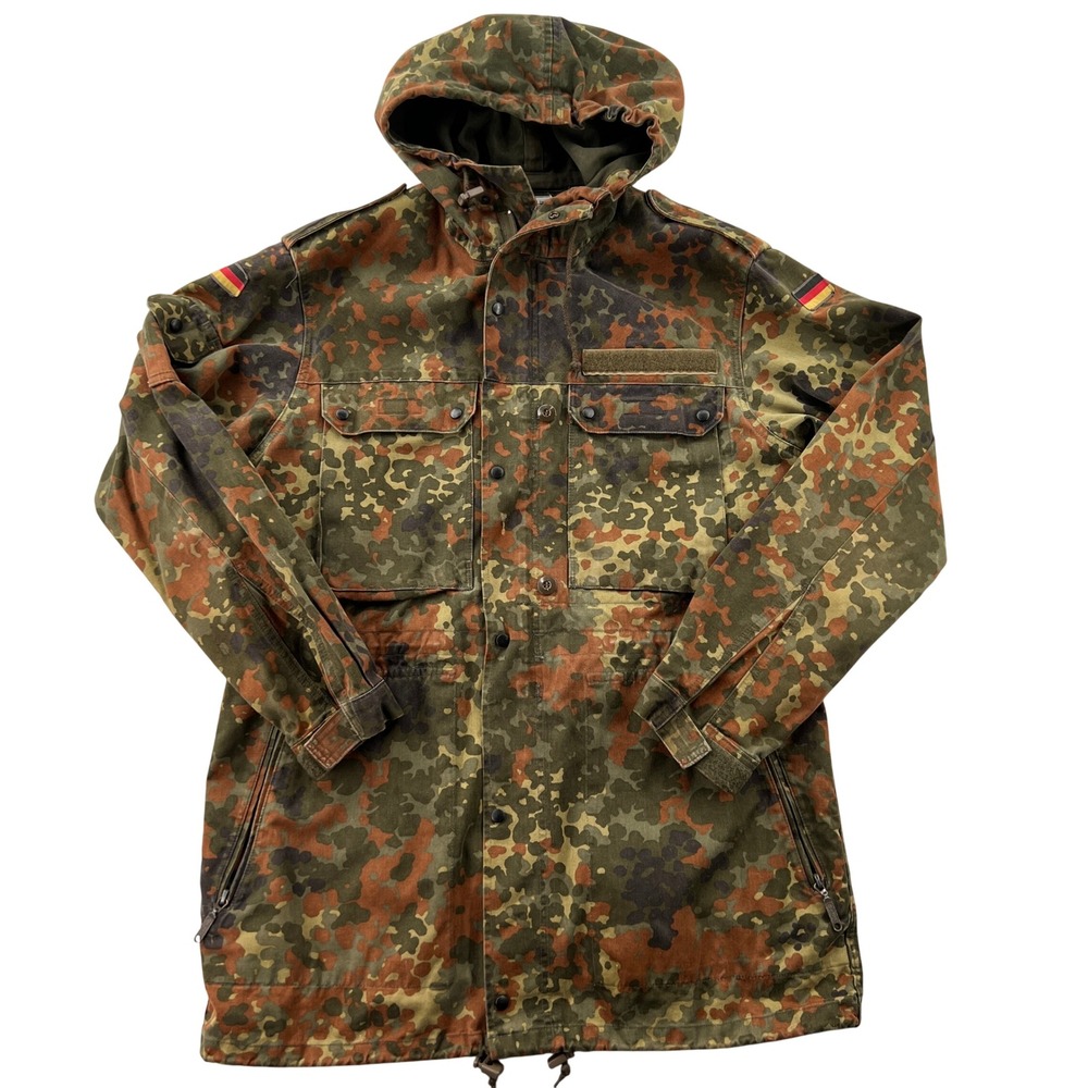 VTG 90s German Flecktarn Camo Field Parka Jacket Mens Large Military Tactical